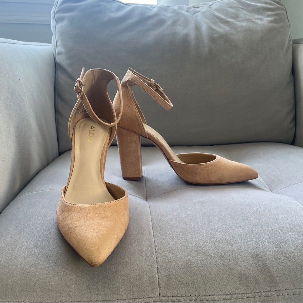 Tan suede heels